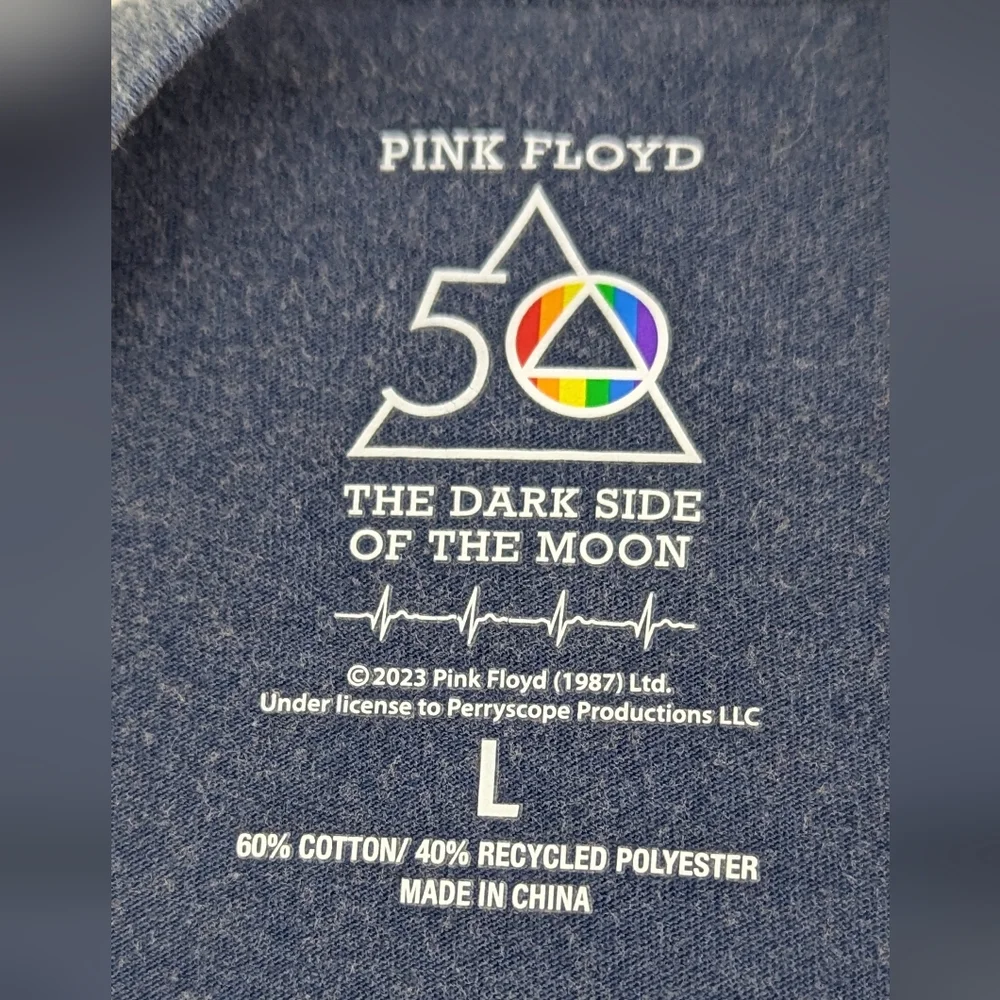 Pink Floyd 50 Year Anniversary Issued Tee Shirt Blue T-shirt Iconic Prism Large